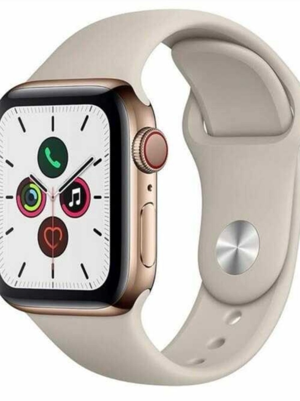 Apple Smartwatch Series 5 Stainless Steel with Beige Sport Band and cellular